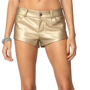 Edikted Gold Metallic Shorts